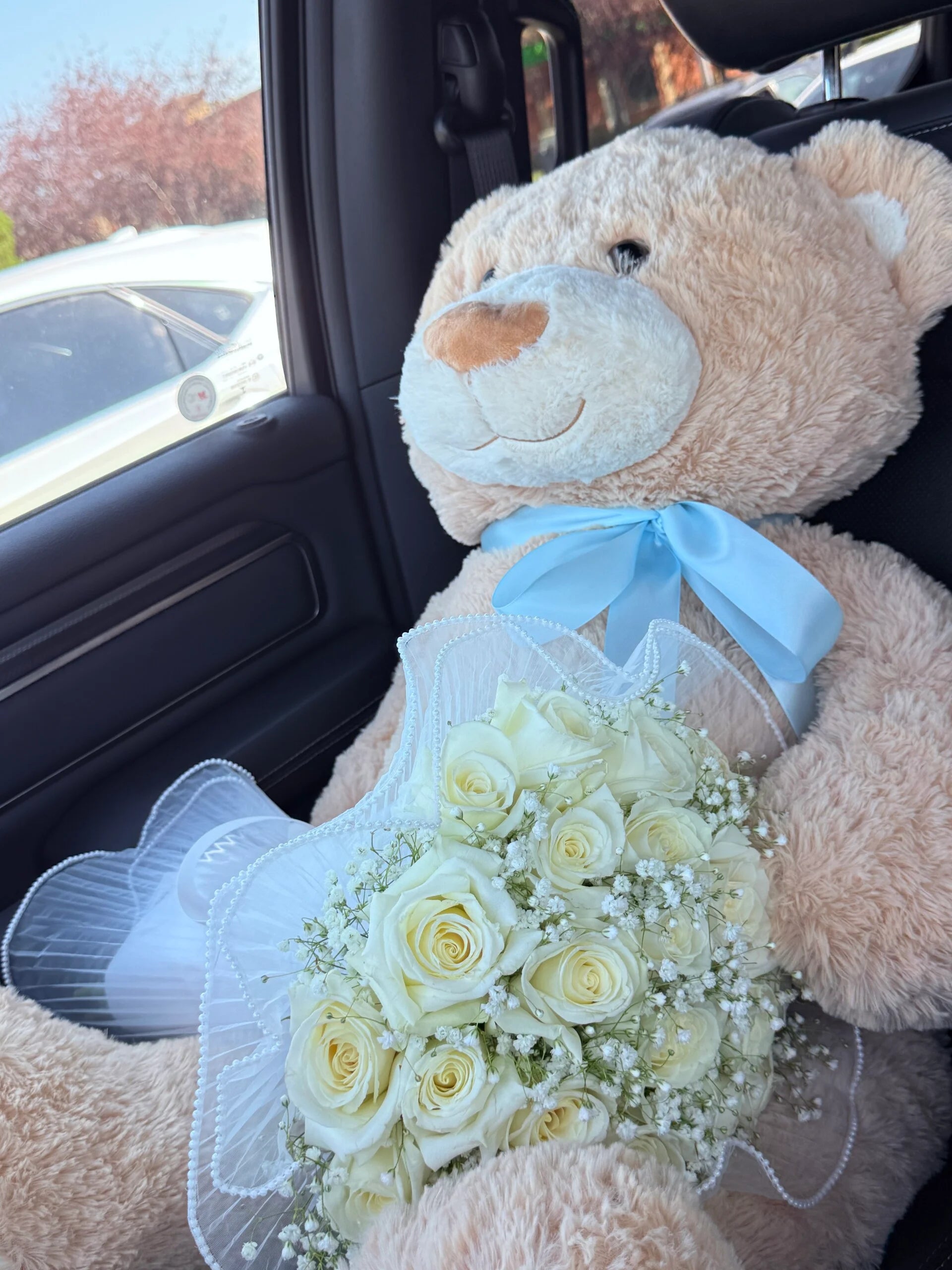 24 White  Roses Bouquet with Baby’s Breath