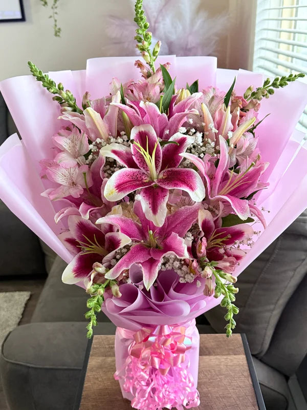 Lovely Pink Lilies Bouquet