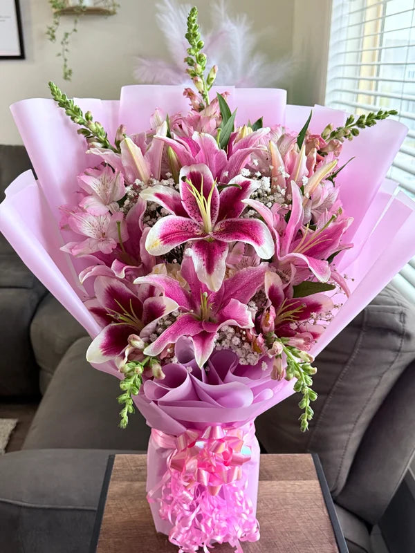 Lovely Pink Lilies Bouquet