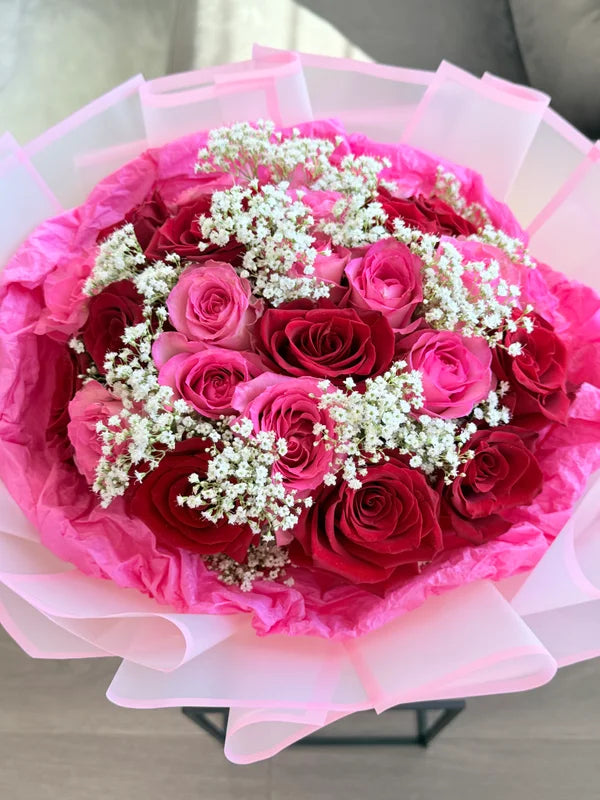 24 Red & Pink Roses Bouquet